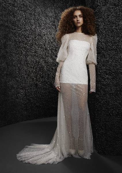 robe de mariée collection 2022 Vera Wang, robe manche longue, doublure apparente